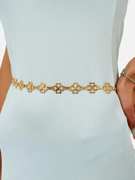 Royalfashion Damenmetallgürtel mit einem Kleeblatt