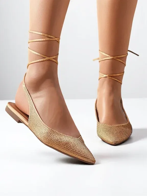 Royalfashion Damen-Ballerinas mit Zirkonia ohne Ferse Daggas