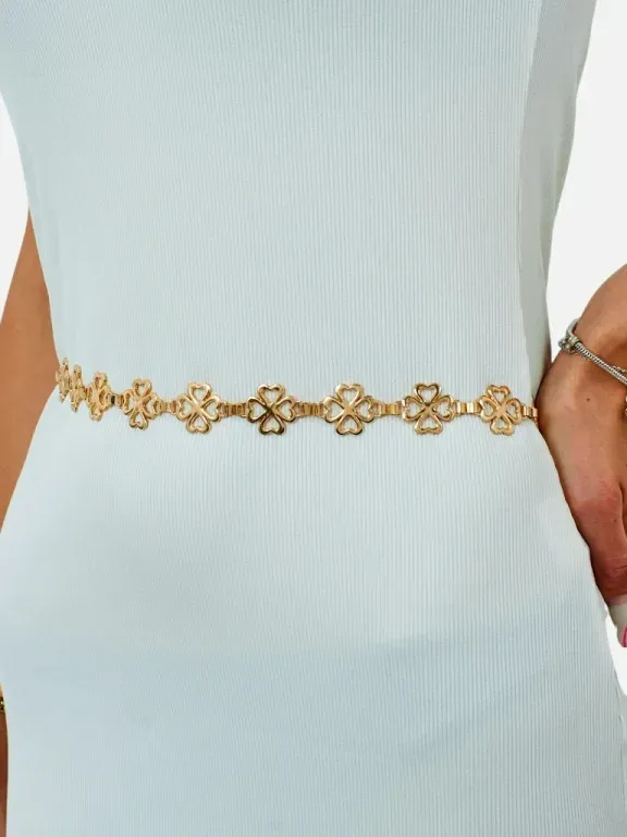 Royalfashion Damenmetallgürtel mit einem Kleeblatt